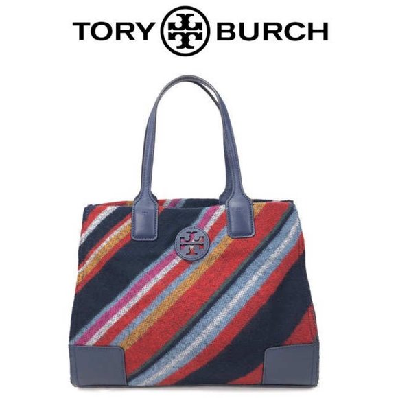 Tory Burch Handbags - Tory Burch Stripe Ella Wool Tote 💙❤️️💙